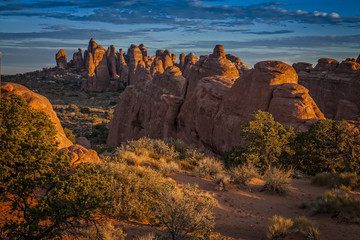 Fototapeta premium Fiery Furnace, Sunrise, Arches National Park, Utah, USA.