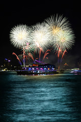 Fototapeta premium International Fireworks Festival at Pattaya, Thailand. A great v