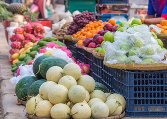 Various Sweet fruits for sale on the market
