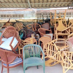 Stack of wood chair