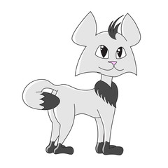 Cartoon kitten. Funny gray cat.