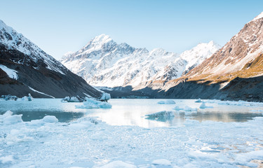  Hooker Lake and mt. Cook, Aoraki National Park, New Zealand