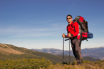 Hiking in the mountains.