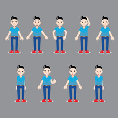Different emotions of young man infographic