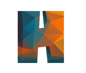 H Hotel alphabet in colorful glass polygon