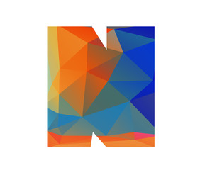 N november alphabet in colorful glass polygon