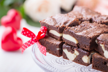 Valentines day cheesecake brownies