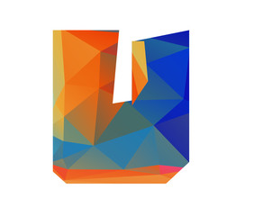 U uniform alphabet in colorful glass polygon