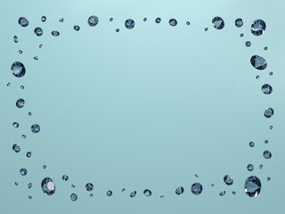 sapphires on aqua blue background, diamonds, construction frame
