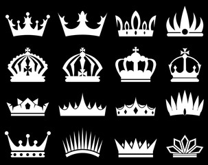 Crowns white silhouette set