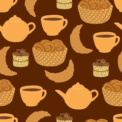 Obraz premium Breakfast. Seamless background.