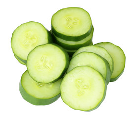 Sliced Cucumber in Stack isolated on white