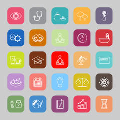 Meditation line flat icons