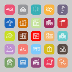 Real estate flat line icons