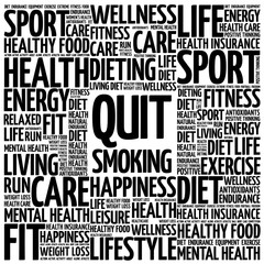 Quit Smoking word cloud background, health concept