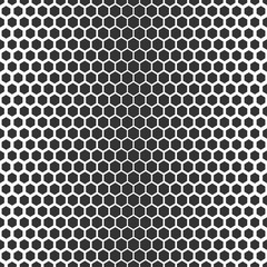 Vector seamless texture. Modern abstract background. Monochrome repeating pattern of hexagons of various sizes.