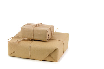 Parcels boxes on white background