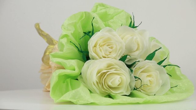 Bouquet of white paper roses