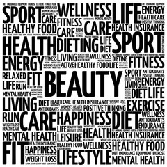 BEAUTY word cloud background, health concept