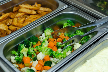 French fries and vegetables