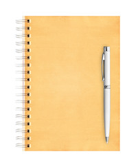 Note book with pen, isolated on white
