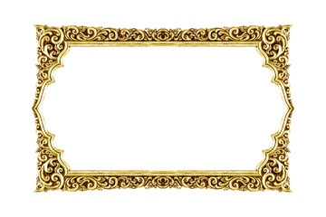 old decorative frame - handmade, engraved - isolated on white ba