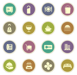 Hotel room icons set
