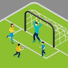 Playing Football Illustration 