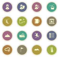 Skiing icons set