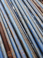 Stack of old blue steel