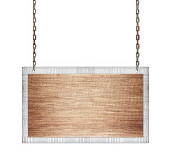 Wooden signboard hanging on chain