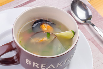 Seafood soup with mussels