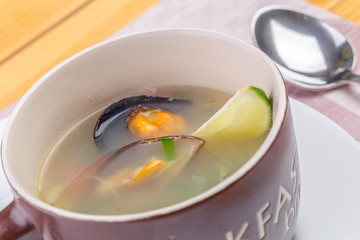 Seafood soup with mussels