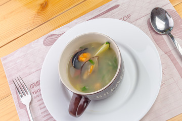Seafood soup with mussels