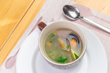 Seafood soup with mussels