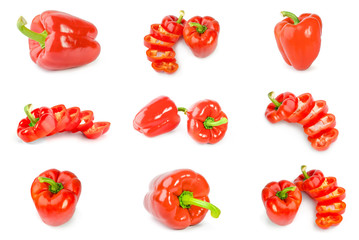 Set of red bell peppers isolated on a white