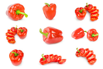 Collage of bell peppers on a white background. Clipping Path