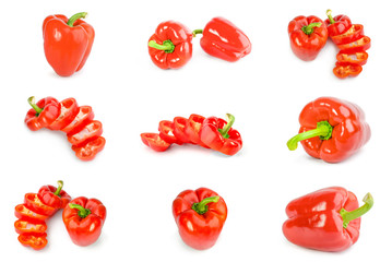 Set of red bell peppers isolated cutout