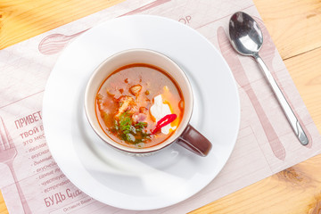 Traditional Ukrainian Russian vegetable soup, borsch