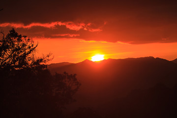 silhouetted mountians abstract