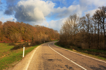 Fototapeta premium Highway passing through rural ares and forests