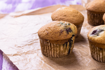 Muffins on the wooden table