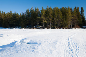 Fototapeta na wymiar Winterlandschaft in Schweden