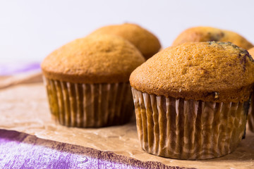 Muffins on the wooden table