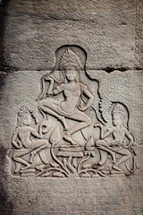 Khmer Idol Relief in Ta Prohm. Angkor Wat. Cambodia.