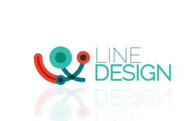 Vector swirl and circles outline minimal abstract geometric logo