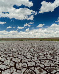 dramatic sky and drought earth