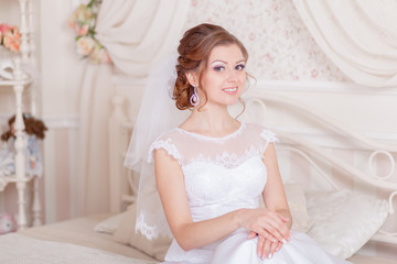 Fototapeta na wymiar cheerful and gentle charming bride