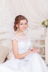 Fototapeta na wymiar cheerful and gentle charming bride