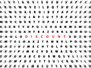 Discount. Letters background.
